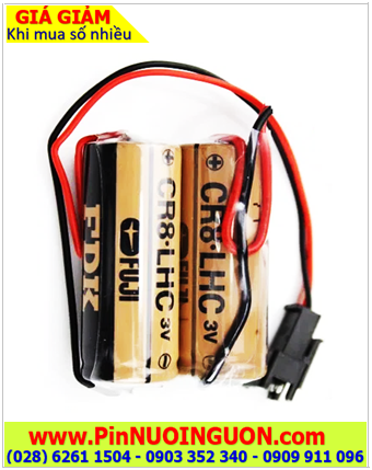 FUJI 2CR8.LHC (2 viên ghép đôi), Pin nuôi nguồn PLC FUJI CR8.LHC 3v lithium 5200mAh /Xuất xứ NHẬT